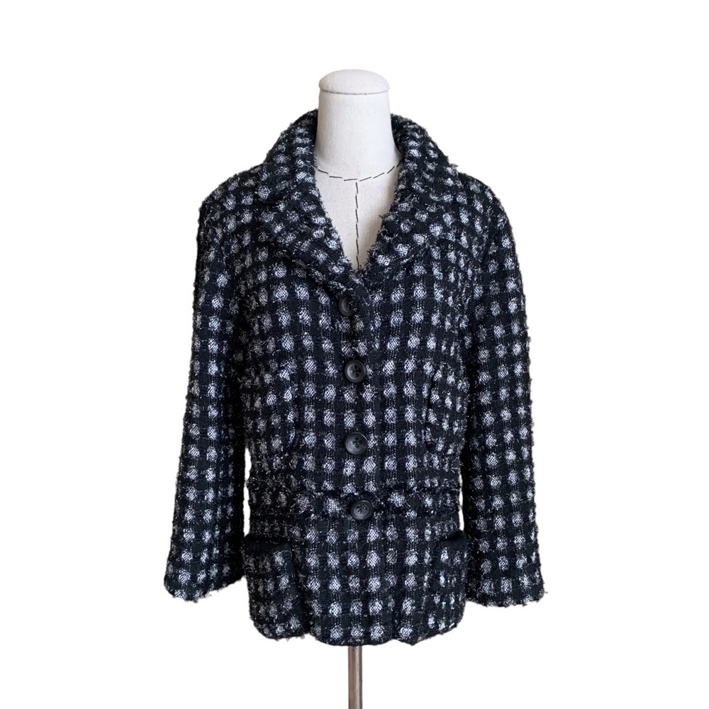 Marc Jacobs Collection Tweed Wool Single Breasted Blazer Jacket Metallic Runway